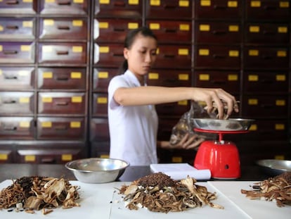 Una mujer prepara remedios tradicionales chinos en Ho Chi Minh, en Vietnam.