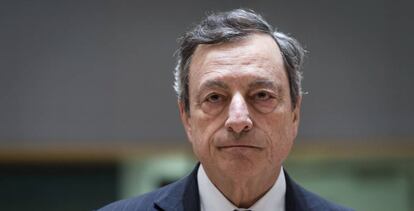 El presidente del BCE, Mario Draghi, en una reunión del Eurogrupo en Bruselas el pasado 24 de mayo. 