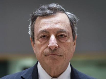 El presidente del BCE, Mario Draghi, en una reunión del Eurogrupo en Bruselas el pasado 24 de mayo. 