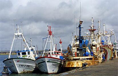 La flota pesquera de Huelva permanecie amarrada.