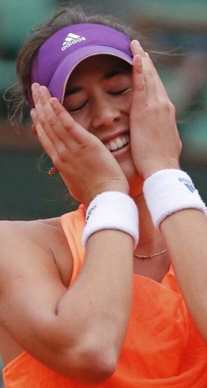 Gabriñe Muguruza tras vencer a Parmentier