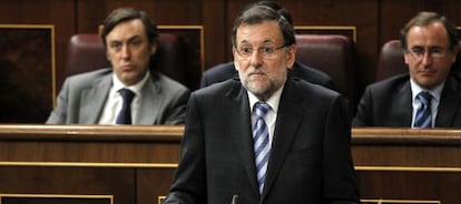 El presidente del Gobierno, Mariano Rajoy, durante su comparecencia ante el Congreso para hablar de la cumbre de la UE donde se trat&oacute; el espionaje de la NSA.