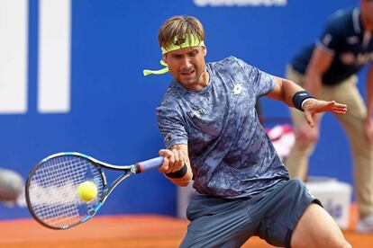 El tenista español David Ferrer durante su partido ante el sudafricano Kevin Anderson disputado en la segunda jornada. Kevin Anderson ha ganado por 3-6 y 4-6.