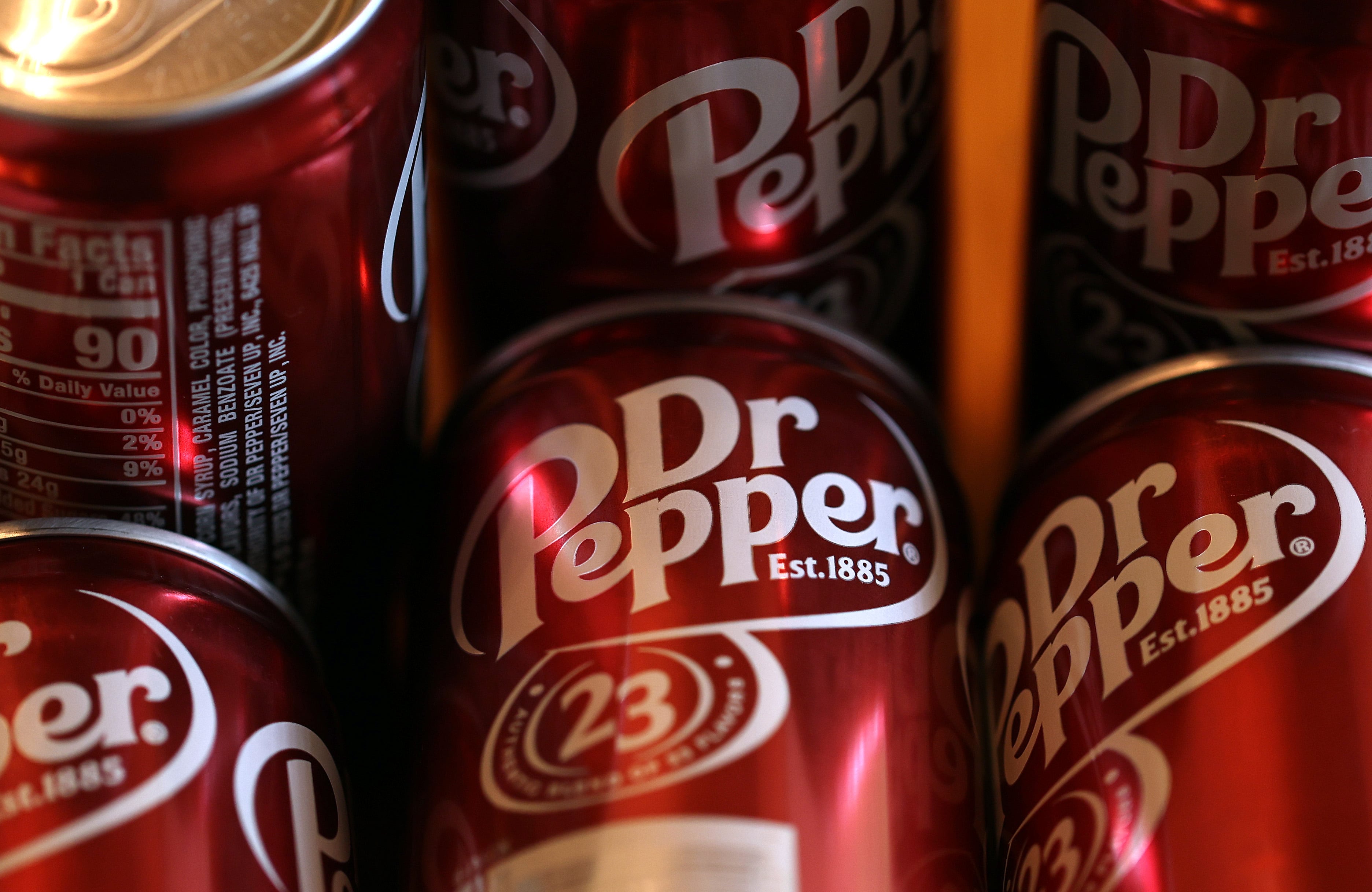Imagen de archivo de bebidas Dr. Pepper.