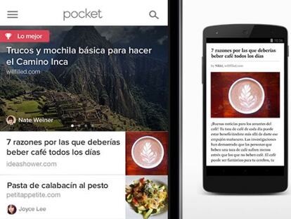 Imagen de la aplicación Pocket en español.