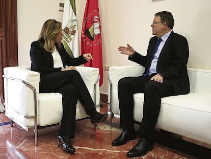 El secretario general del PSPV- PSOE, Ximo Puig, se re&uacute;ne en Sevilla con la Presidenta de Andaluc&iacute;a, Susana D&iacute;az. 