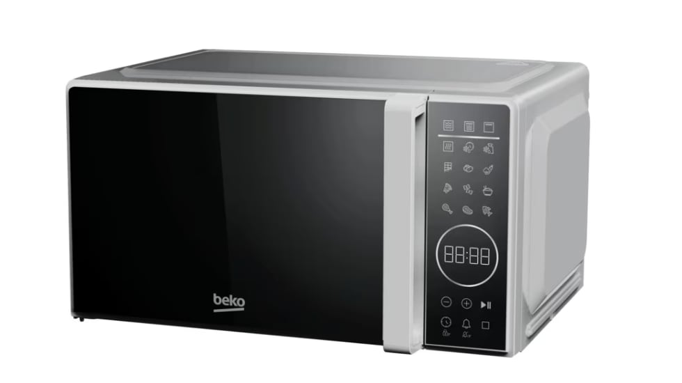 Microondas con grill Beko con superficie antihuellas incluida.