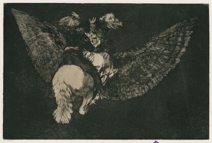 'Disparate volante. Disparates' (1823) de Francisco de Goya. Aguafuerte 5 x 35,3 cm.