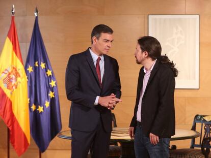 El presidente del Gobierno en funciones, Pedro Sánchez, y el secretario general de Podemos, Pablo Iglesias, reunidos el pasado 9 de julio.