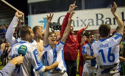 Los jugadores del Leganés celebran el ascenso.