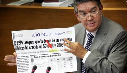 José Manuel Vela, consejero de Hacienda valenciano, en una intervención parlamentaria.