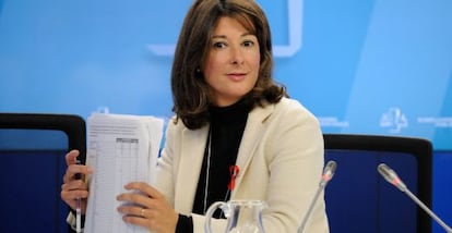Laura Garrido este lunes en el Parlamento vasco. 
