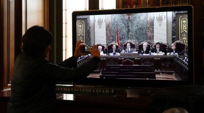 Imagen del tribunal que juzgará el 'procés' durante la vista por las cuestiones previas del caso.