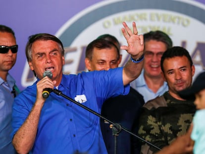 Jair Bolsonaro en un acto en São Paulo, a mediados de mayo.