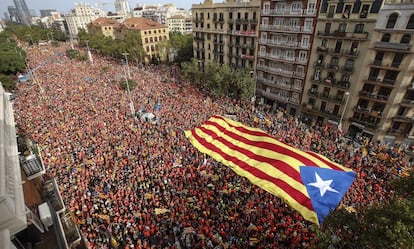 Manifestación de la Diada en la Diagonal de Barcelona.