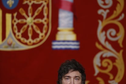 Javier Milei, durante el acto de entrega de la Medalla Internacional de la Comunidad de Madrid.