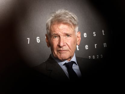 Harrison Ford, el viernes por la mañana en la rueda de prensa de 'Indiana Jones y el dial del destino'.