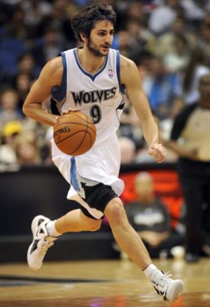 Ricky Rubio, en el partido entre los Timberwolves de Minnesota y los Jazz de Utah.