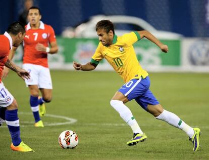 Neymar, durante o jogo contra o Chile.