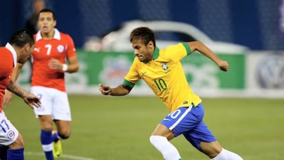 Neymar, durante o jogo contra o Chile.