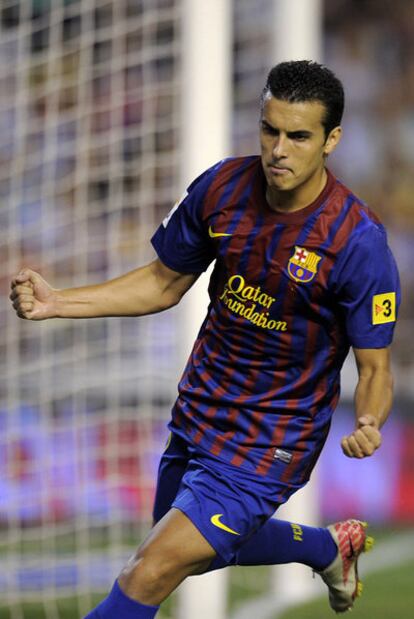 Pedro celebra su gol.