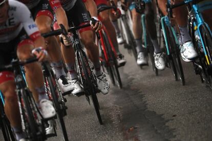 Detalle del pelotón, en la primera etapa del Tour de Francia.