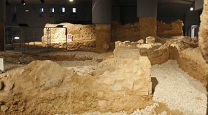 Restos de las dos mezquitas funerarias en la calle Agua de Málaga.