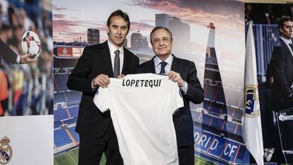 Presentación de Julen Lopetegui como entrenador del Real Madrid. 