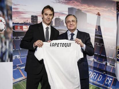 Presentación de Julen Lopetegui como entrenador del Real Madrid. 