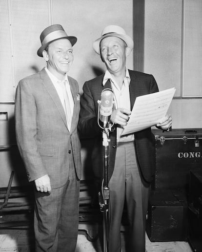 Sinatra y Bing Crosby, durante su primera grabación juntos para el recién nacido sello Reprise.