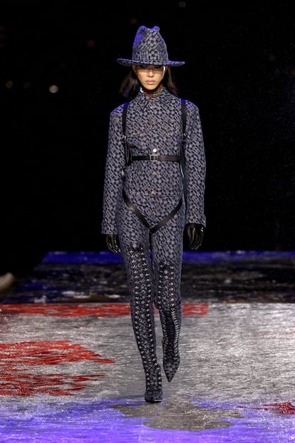 A model wears a Fall 2022 look by Tommy Factory New York.