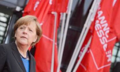 La canciller alemana, Angela Merkel, inauguró hoy la Feria Industrial de Hannover.