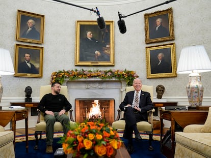 Biden y Zelenski, reunidos este martes en la Casa Blanca, en Washington.