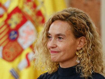 La presidenta del Congreso, Meritxell Batet, durante la entrega de la Medalla del Congreso de los Diputados a los expresidentes de la Cámara Baja del actual periodo constitucional, el pasado 22 de junio.