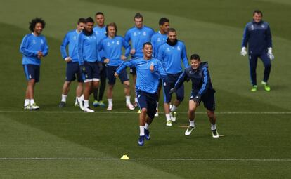 Entrenamiento del Madrid el lunes.