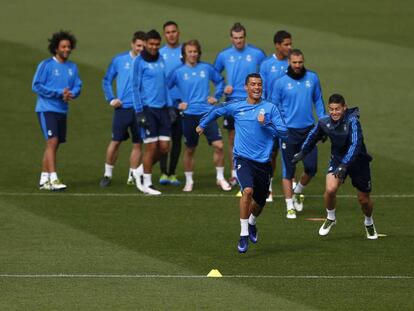 Entrenamiento del Madrid el lunes.