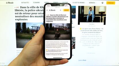 Aplicación de 'Le Monde' en el móvil.