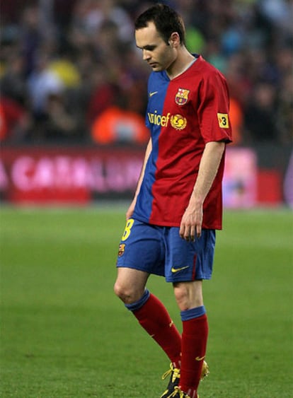 Iniesta, al final del partido contra el Villarreal.