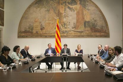 Reuni&oacute;n de los partidos miembros del Pacto para el Refer&eacute;ndum de Catalu&ntilde;a.