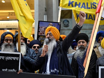 Protesta en Canadá en septiembre tras las acusaciones de este país contra India que responsabilizan a Nueva Delhi de implicación en la muerte del dirigente independentista sij Hardeep Singh Nijjar