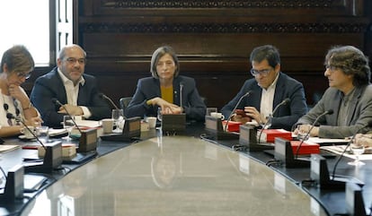 La presidenta del Parlament, Carme Forcadell, durante la reunión de la Junta de Portavoces del Parlament.