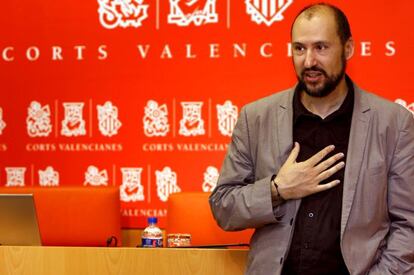 El diputado socialista Josep Moreno, este miércoles en las Cortes Valencianas.