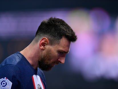 Messi, en el duelo del PSG ante el Olympique de Lyon.