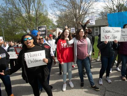 Protestors march on April 16, 2023, in Kansas City, Missouri, to bring attention to the shooting of Ralph Yarl, 16, who was shot when he went to the wrong house to pick up his brothers.