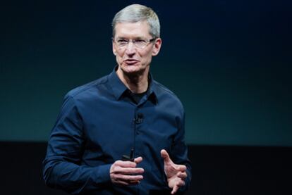 Tim Cook, sucesor de Jobs, durante un acto de Apple en Cupertino (California), el pasado martes.