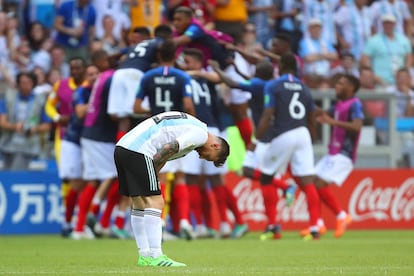 Lionel Messi, jugador de la selección de Argentina, tras perder contra la selección de Francia.