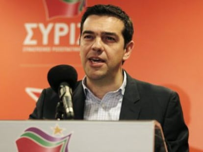 El l&iacute;der de Syriza, Alexis Tsipras, comenta los resultados de las elecciones, el pasado domingo en Atenas.