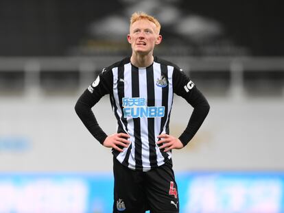 El jugador del Newcastle Matthew Longstaff se lamenta durante un partido de su equipo en St. James Park a principios de enero.