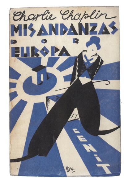 ‘Mis andanzas por Europa’, por Charlie Chaplin. La ilustración de portada es de Ramón Puyol, uno de los artistas plásticos con mayor presencia en la biblioteca de Alicia García Medina.