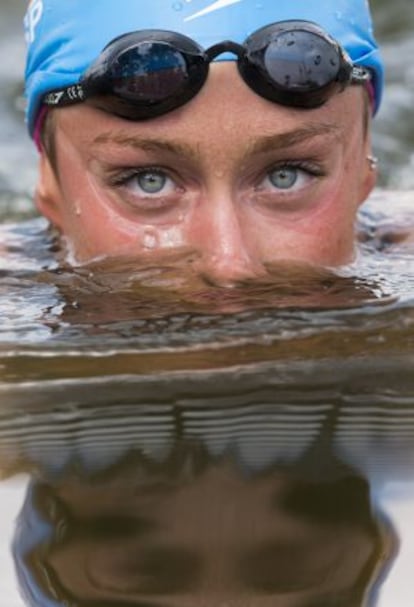 Mireia Belmonte tras acabar tercera en Berlín.